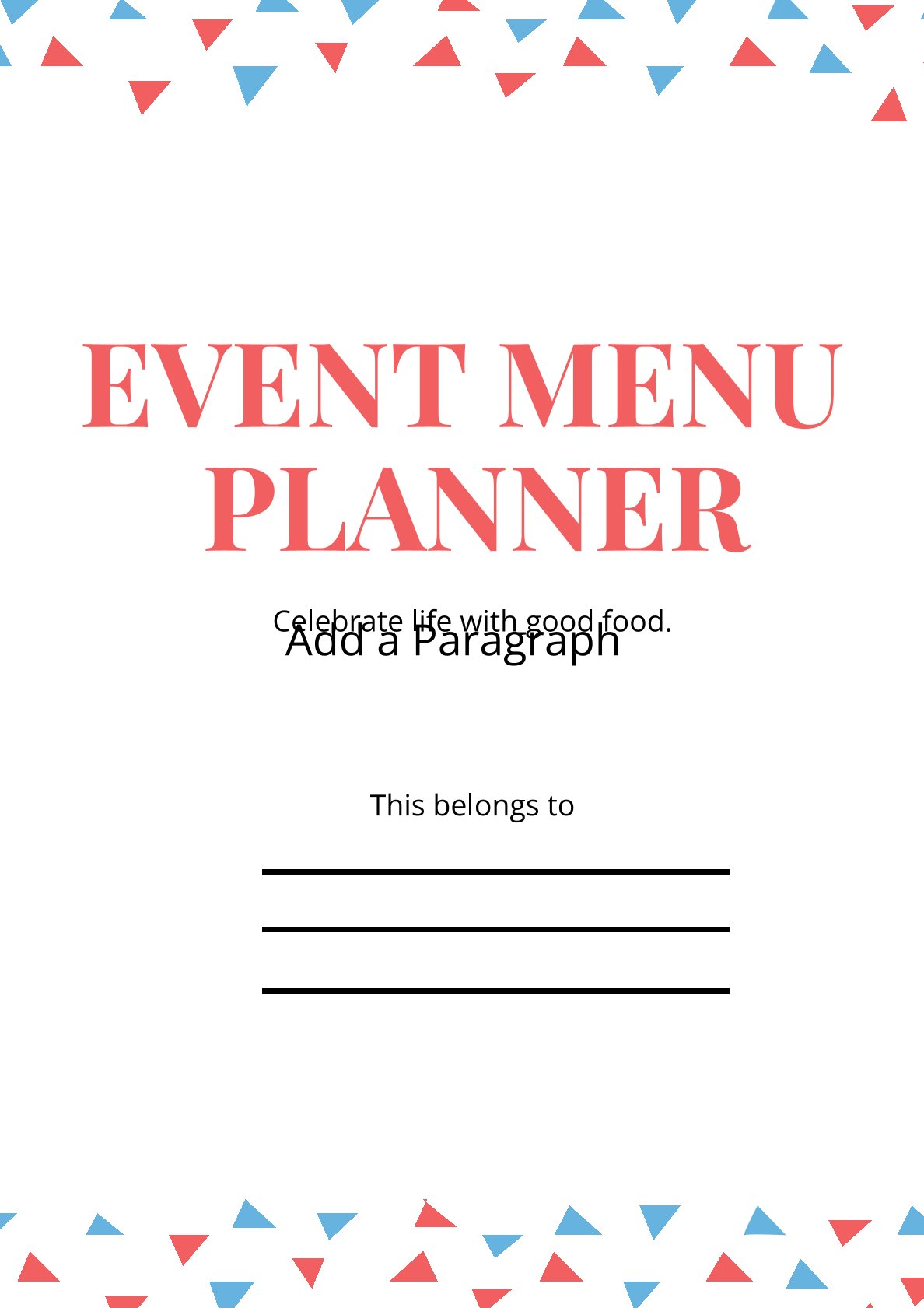 Free Event Menu Planner Template