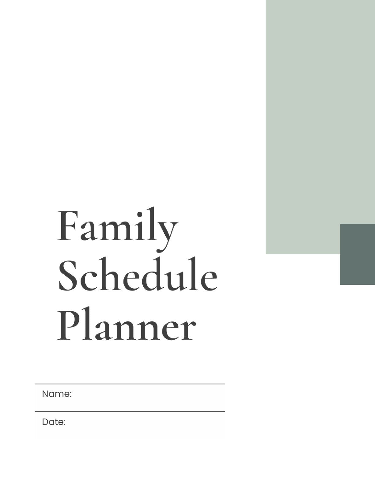 Free Family Schedule Planner Template