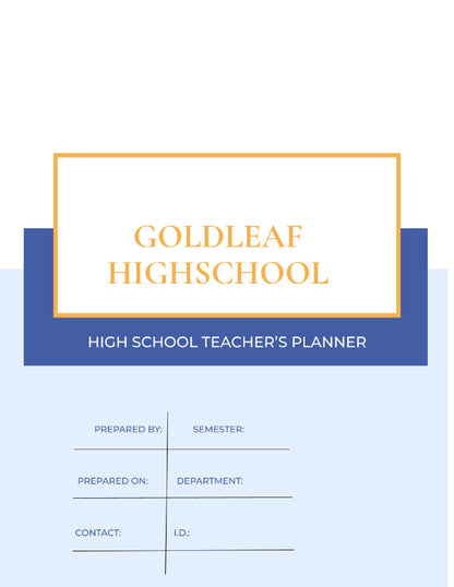 Free High School Teacher Planner Template