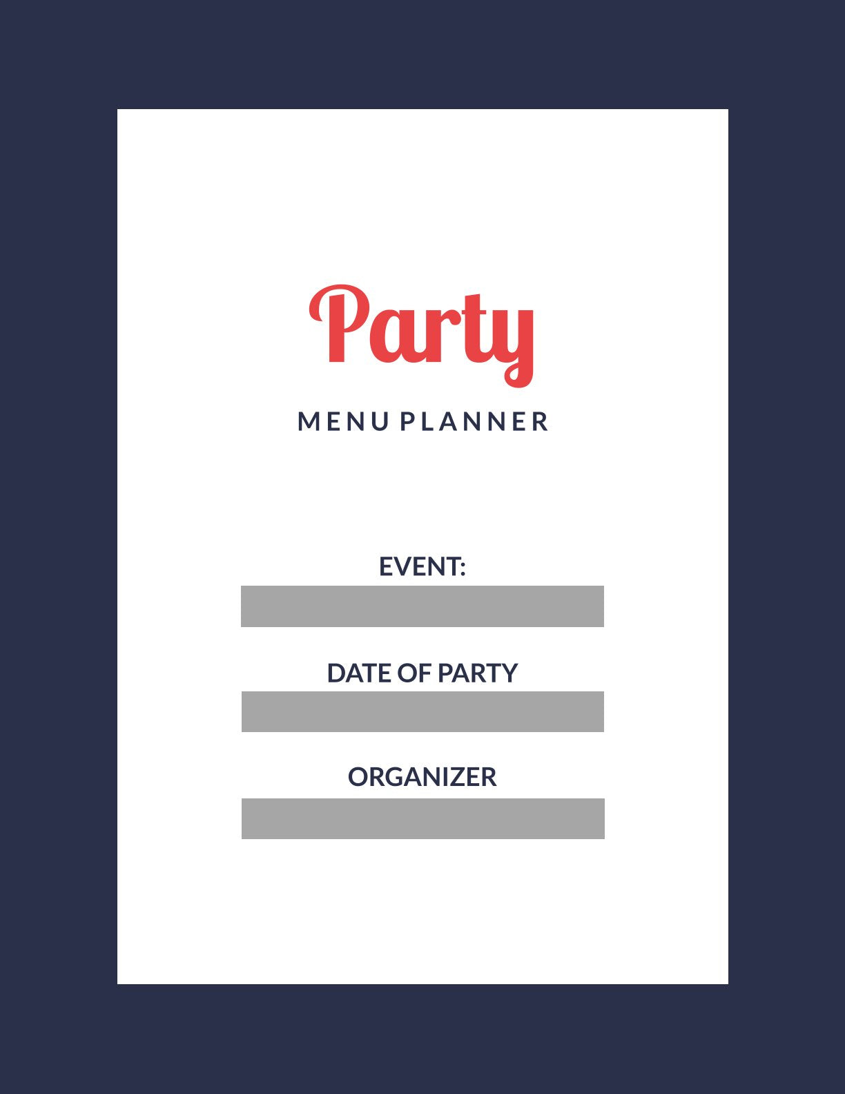 Free Party Menu Planner Template