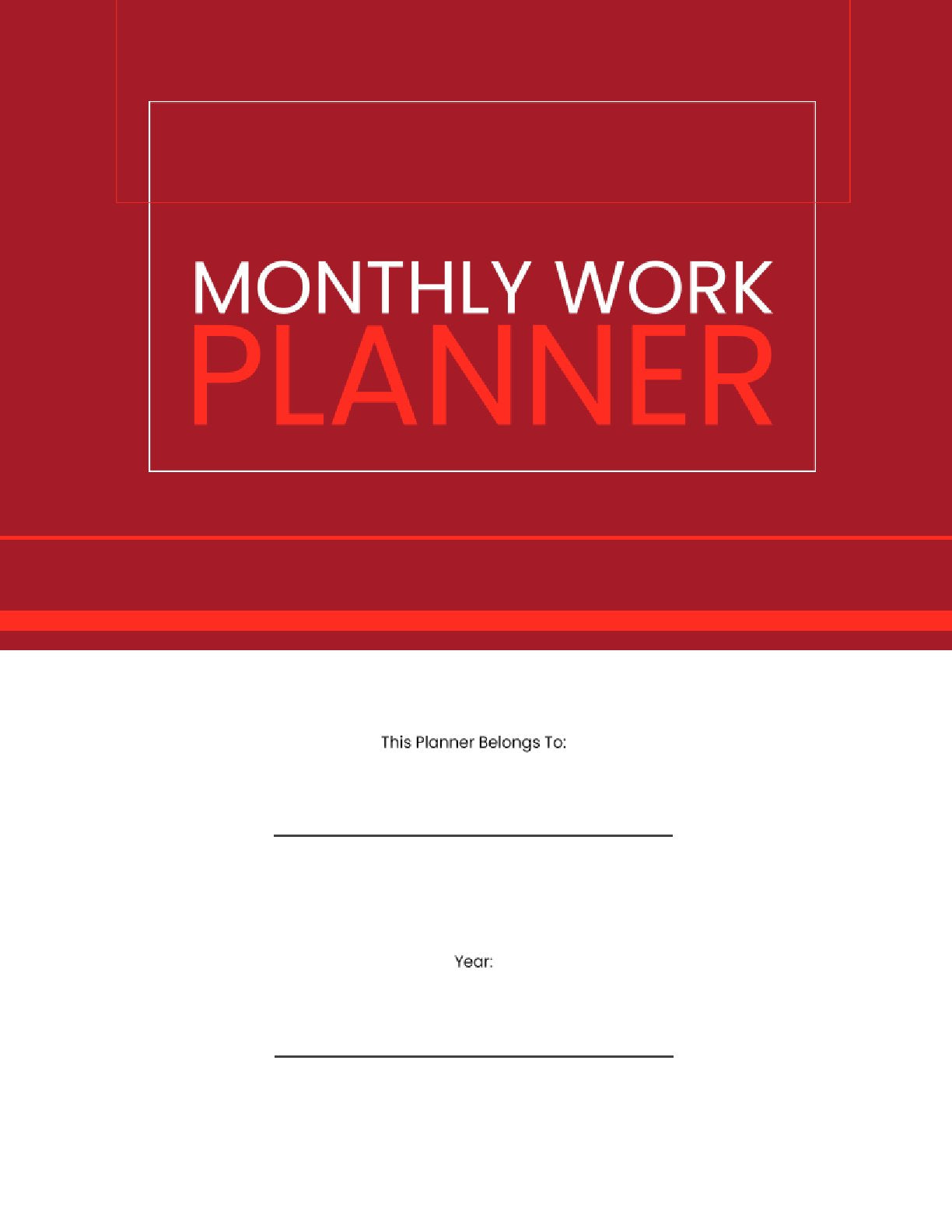 Free Monthly Work Planner Template