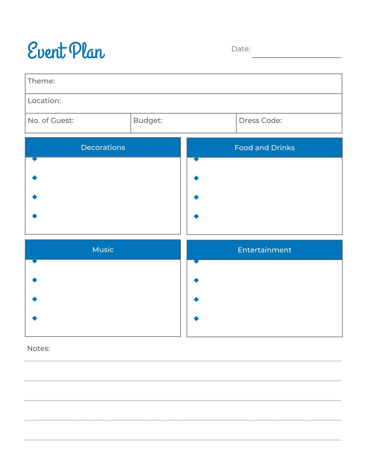 Free Dog Event Planner Template