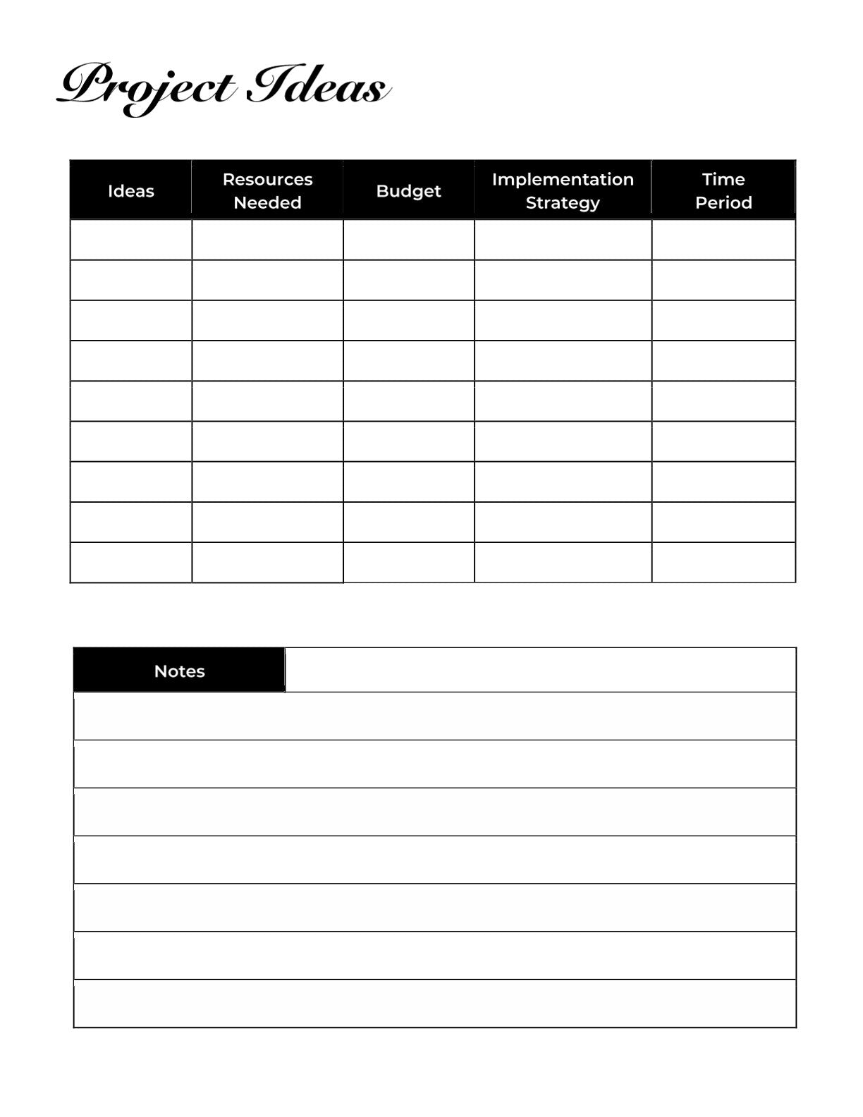 Free Elegant Project Planner Template