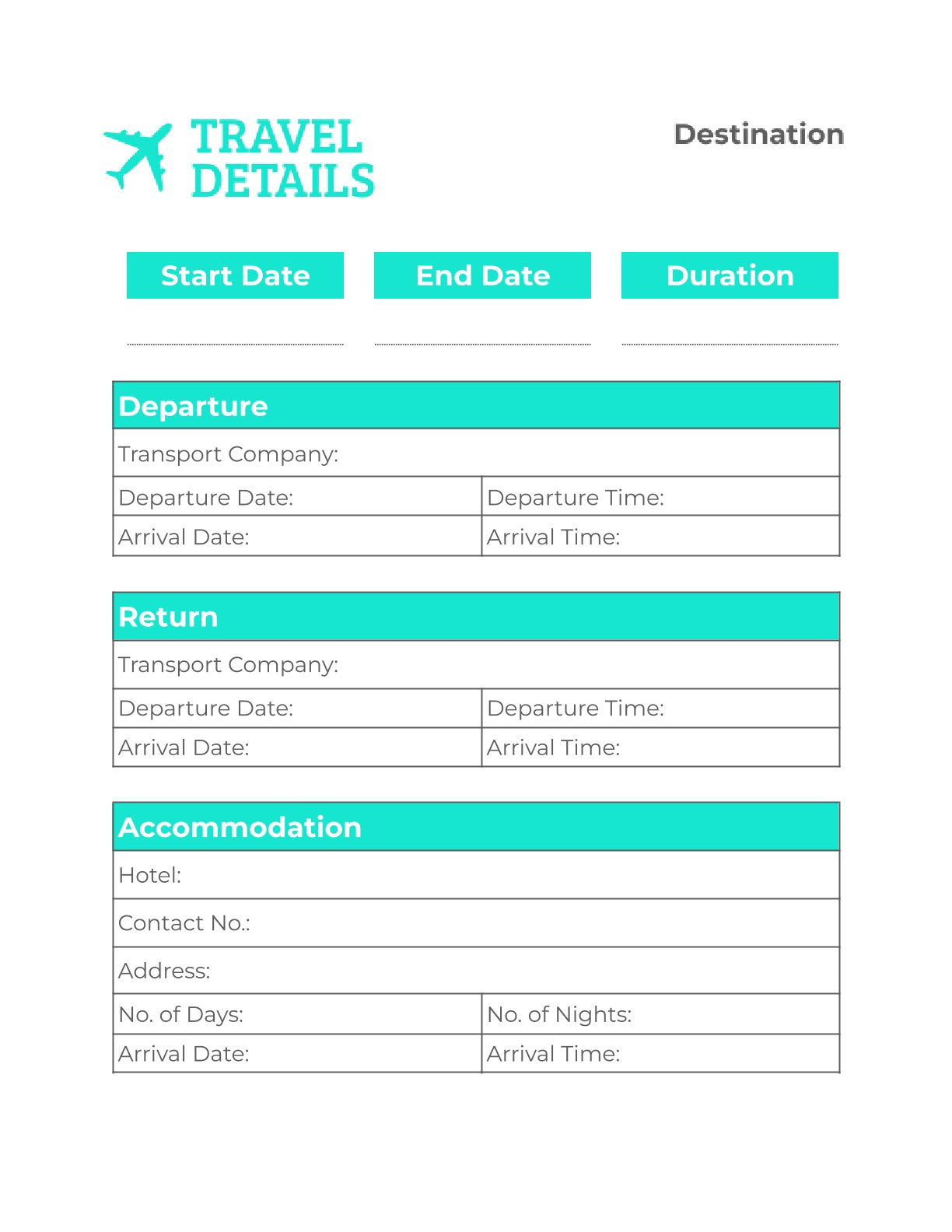 Free Holiday Trip Planner Template