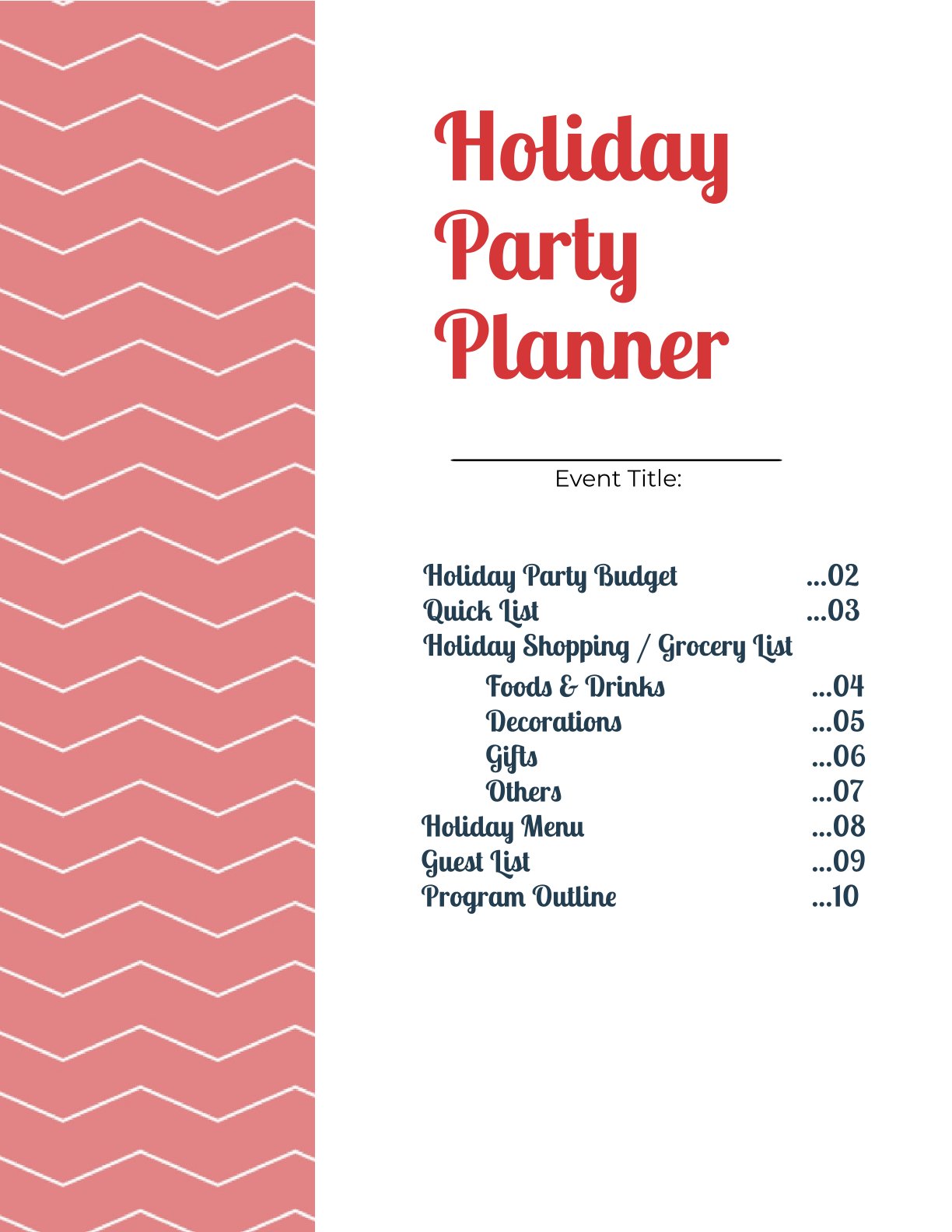 Free Holiday Party Planner Template