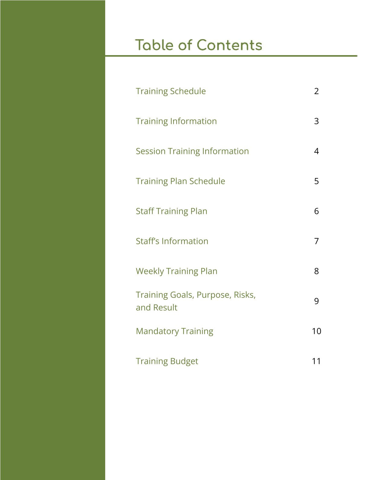 Free Staff Training Planner Template