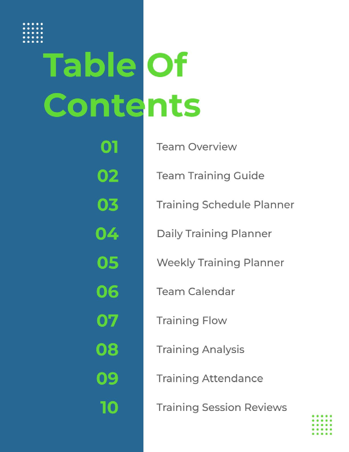 Free Team Training Planner Template