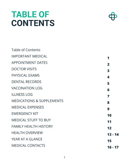 Free Medical Health Planner Template