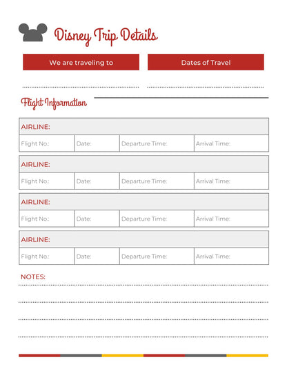 Free Disney Vacation Planner Template