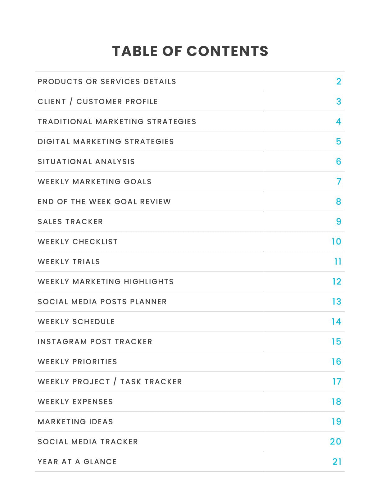 Free Weekly Marketing Planner Template