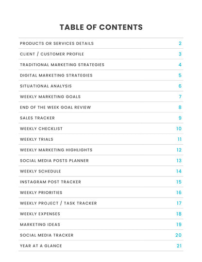 Free Weekly Marketing Planner Template