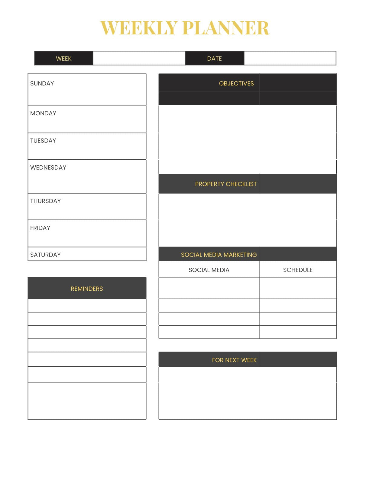 Free Hotel Marketing Planner Template