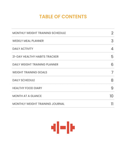 Free Weight Training Planner Template