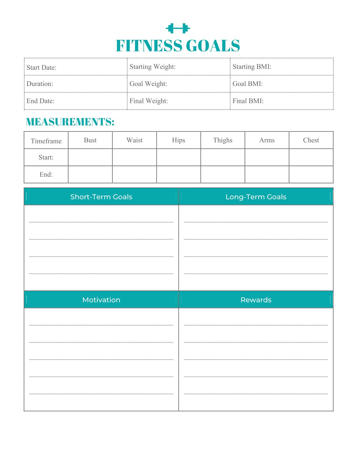 Free Exercise Workout Planner Template