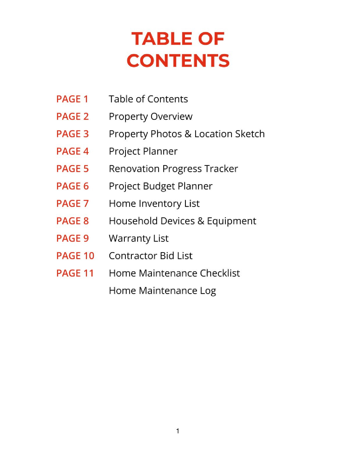 Free Home Renovation Project Planner Template