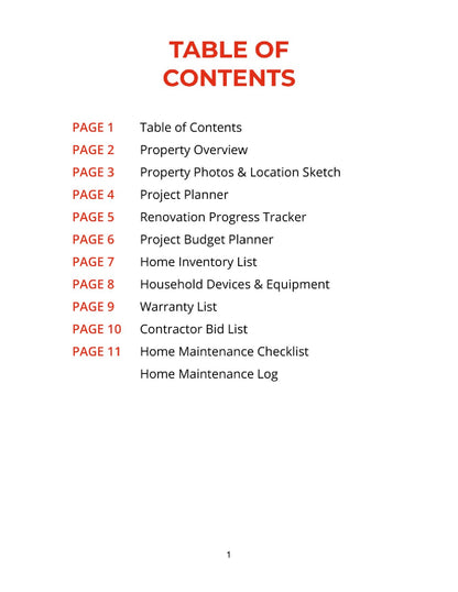 Free Home Renovation Project Planner Template