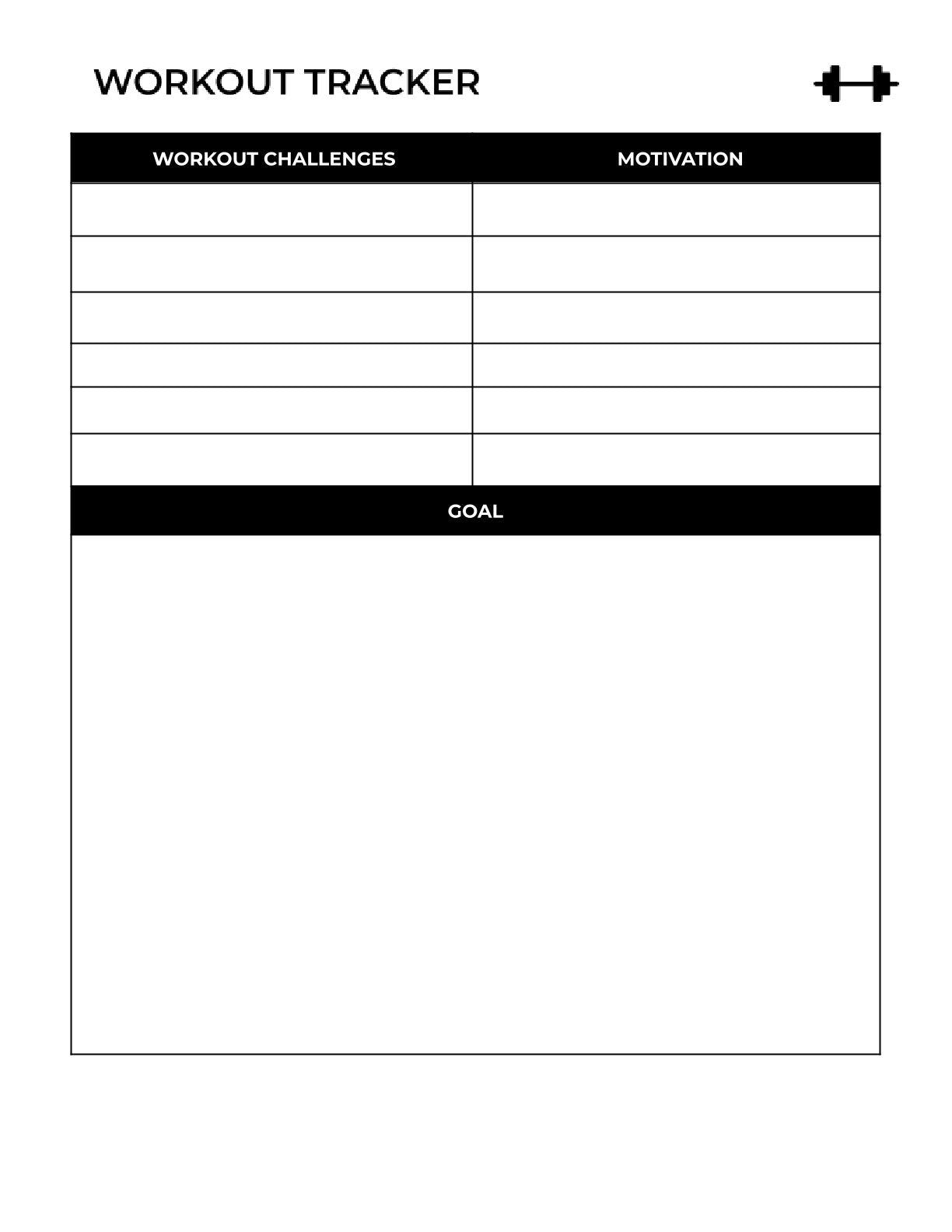 Free Minimalist Workout Planner Template