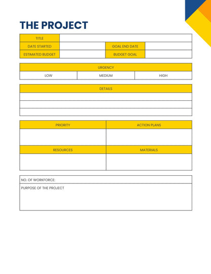 Free Sample Monthly Project Planner Template