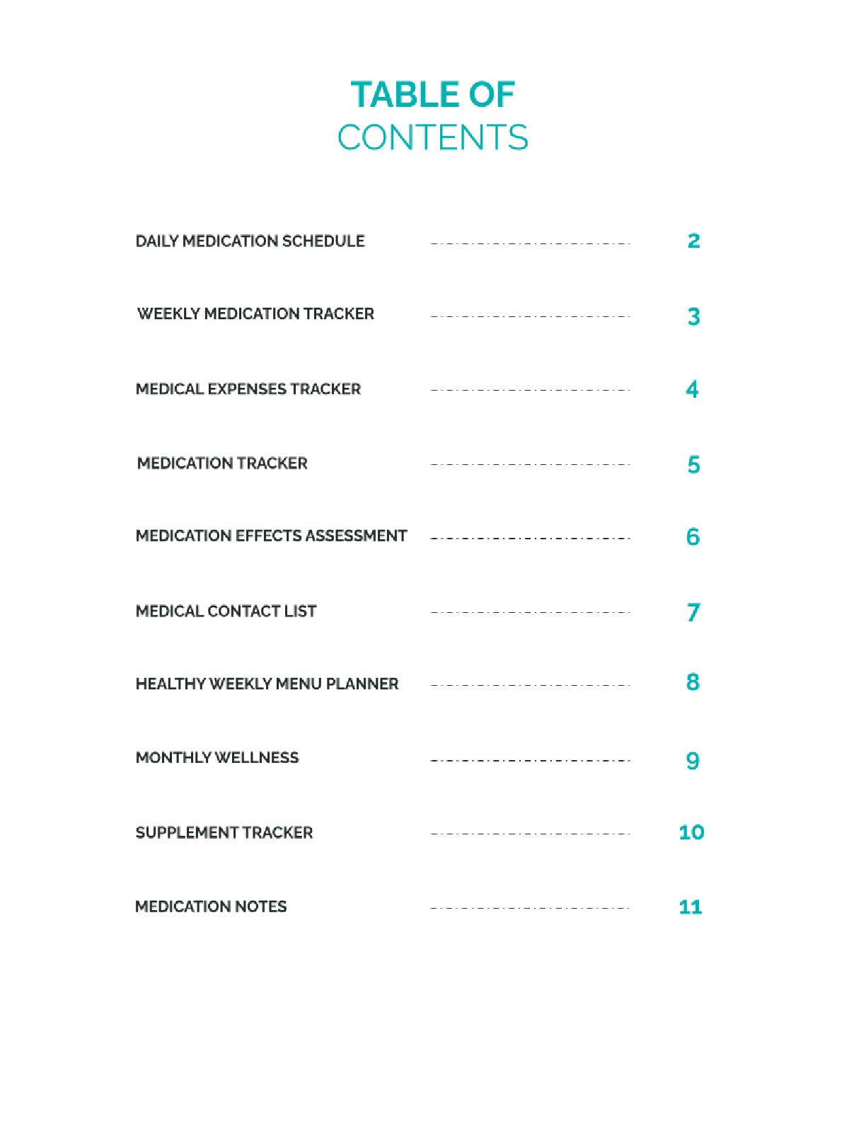 Free Medicine Personal Planner Template