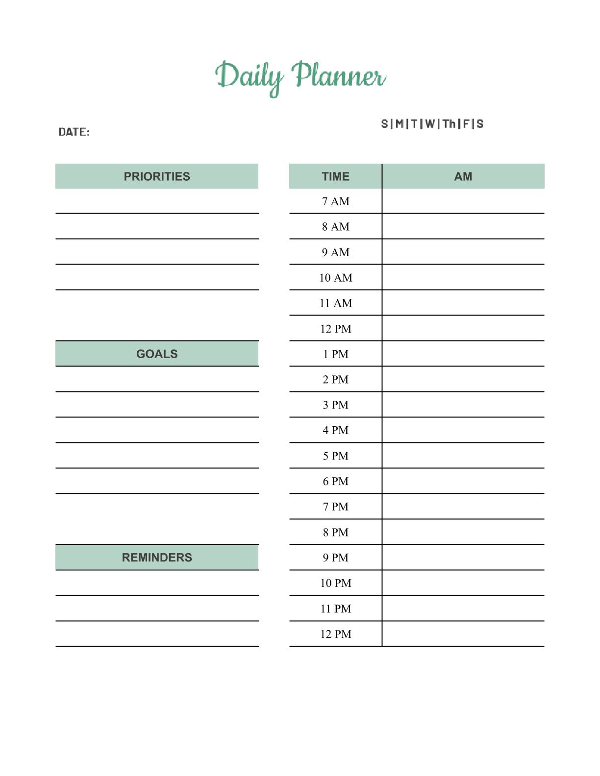 Free Life Planner Template