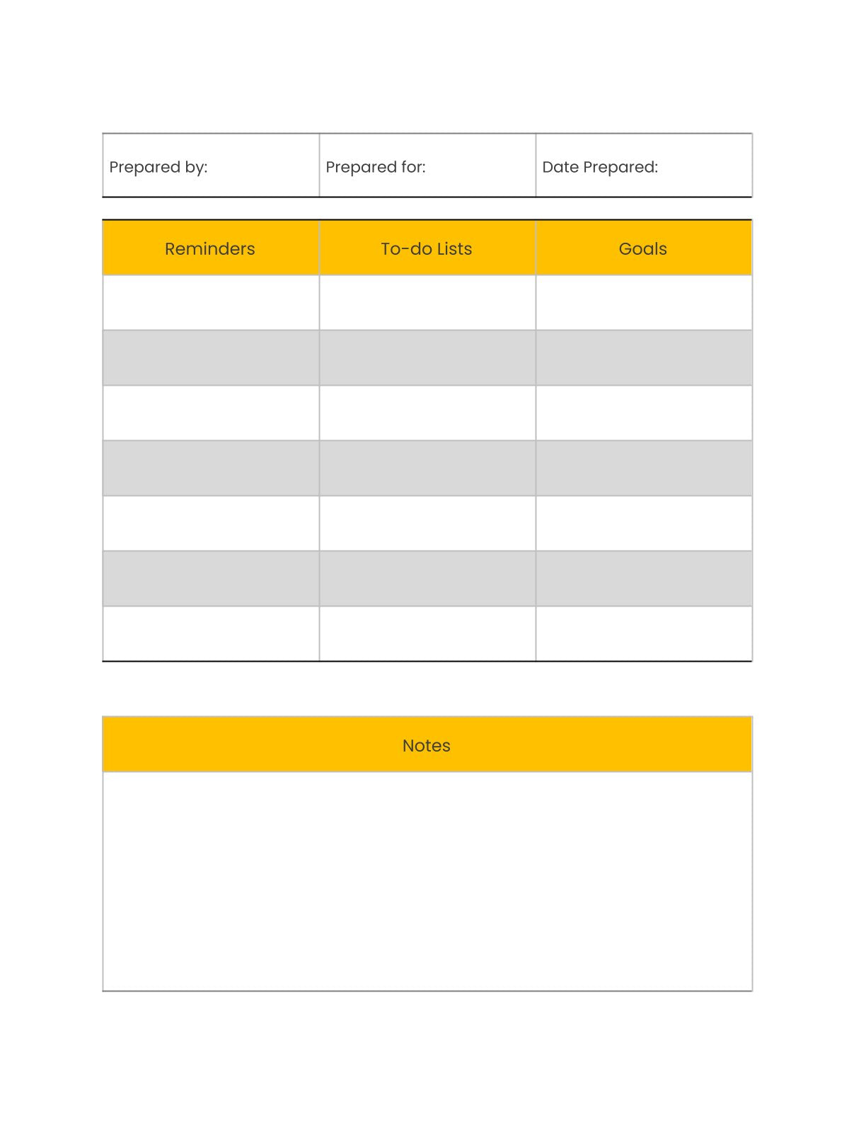 Free Health Planner Template