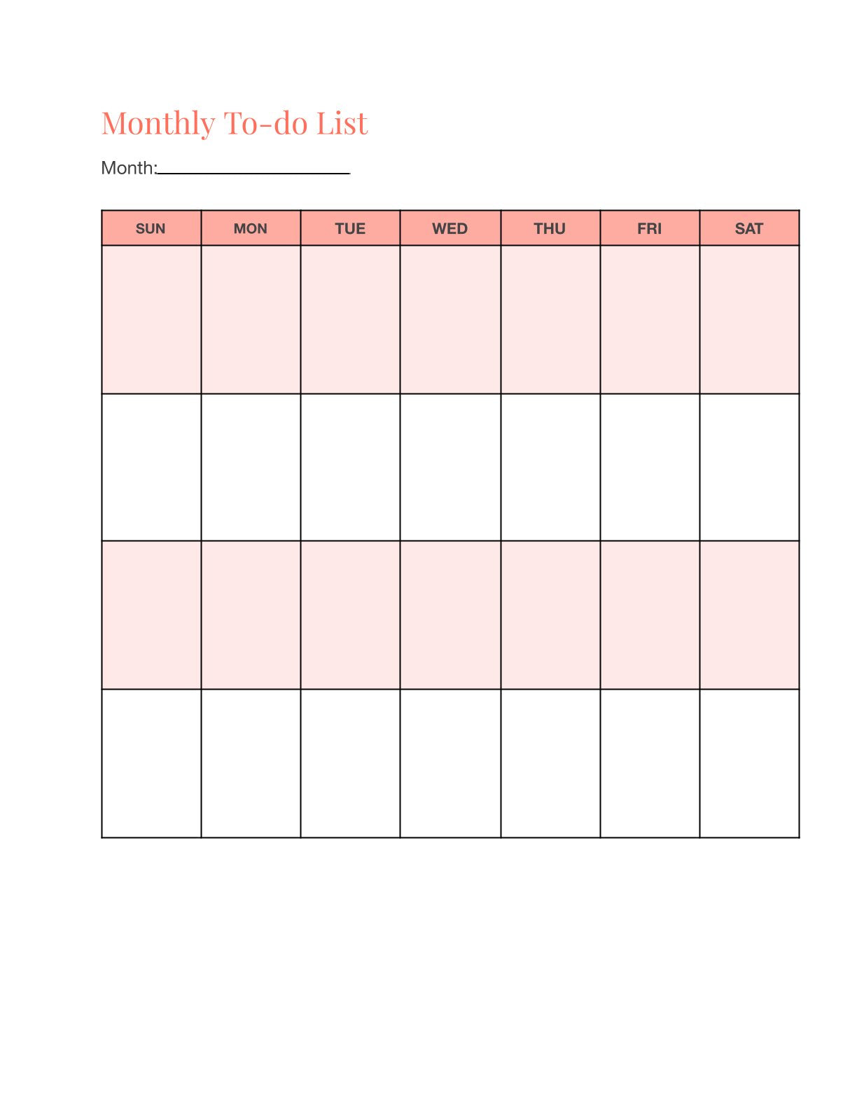 Free Monthly Life Planner Template