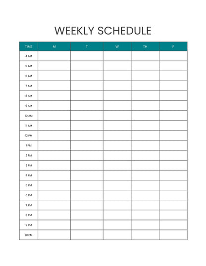 Free Hourly Schedule planner template