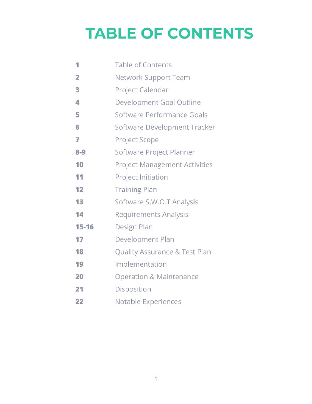 Free Software Development Planner Template