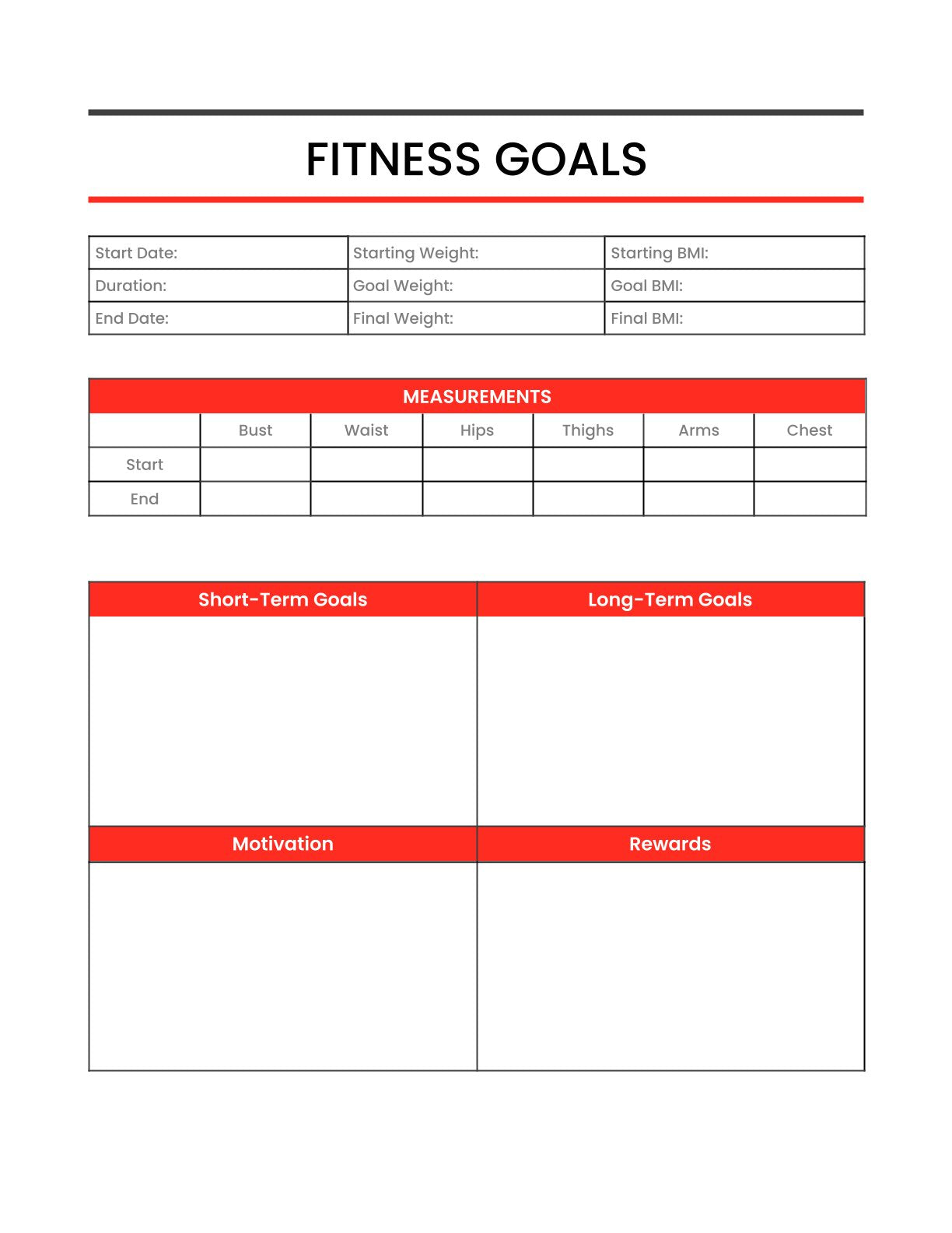 Free Printable Workout Planner Template