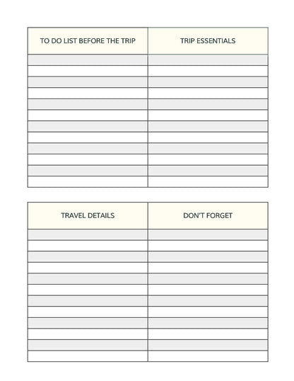 Free 5 Days Trip Planner Template