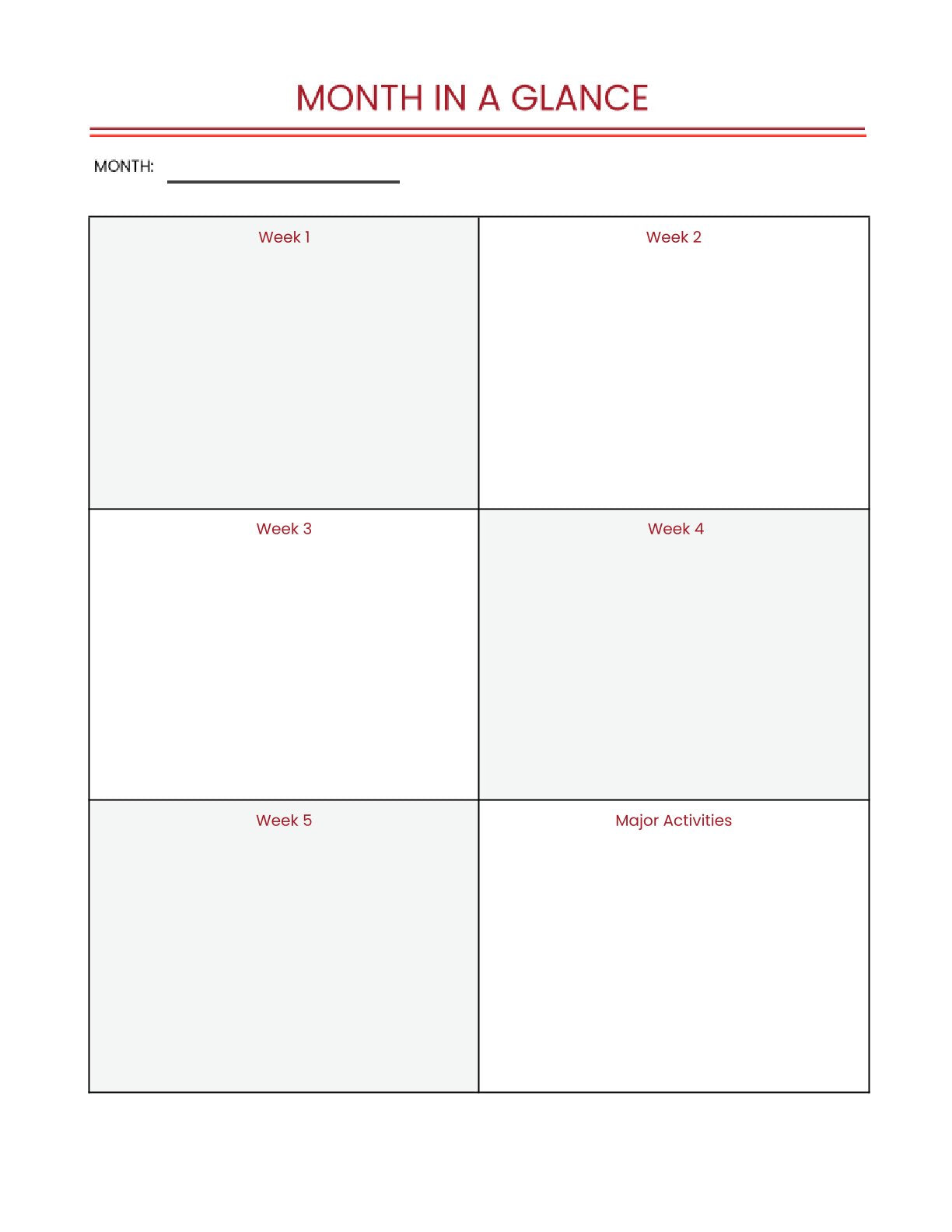 Free Monthly Work Planner Template