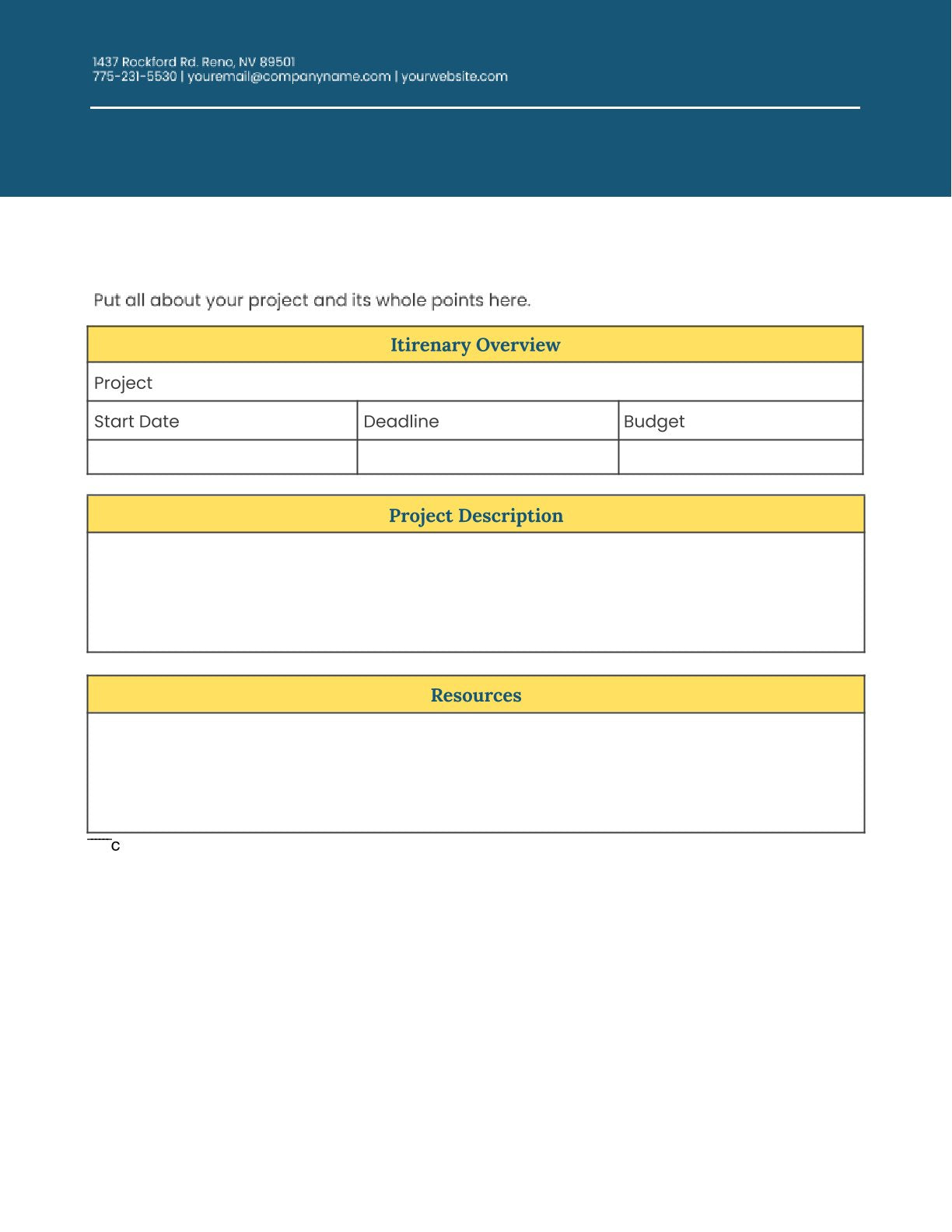 Free Project Planner Template