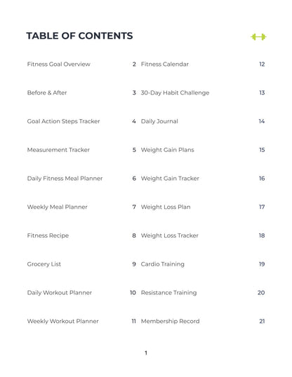 Free Fitness Training Planner Template