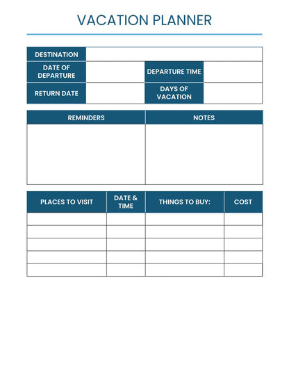 Free Employee Vacation Planner Template