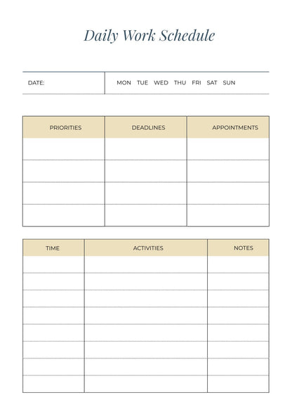 Free Basic Work Planner Template