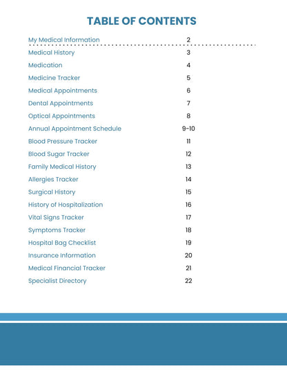 Free Medical History Planner Template