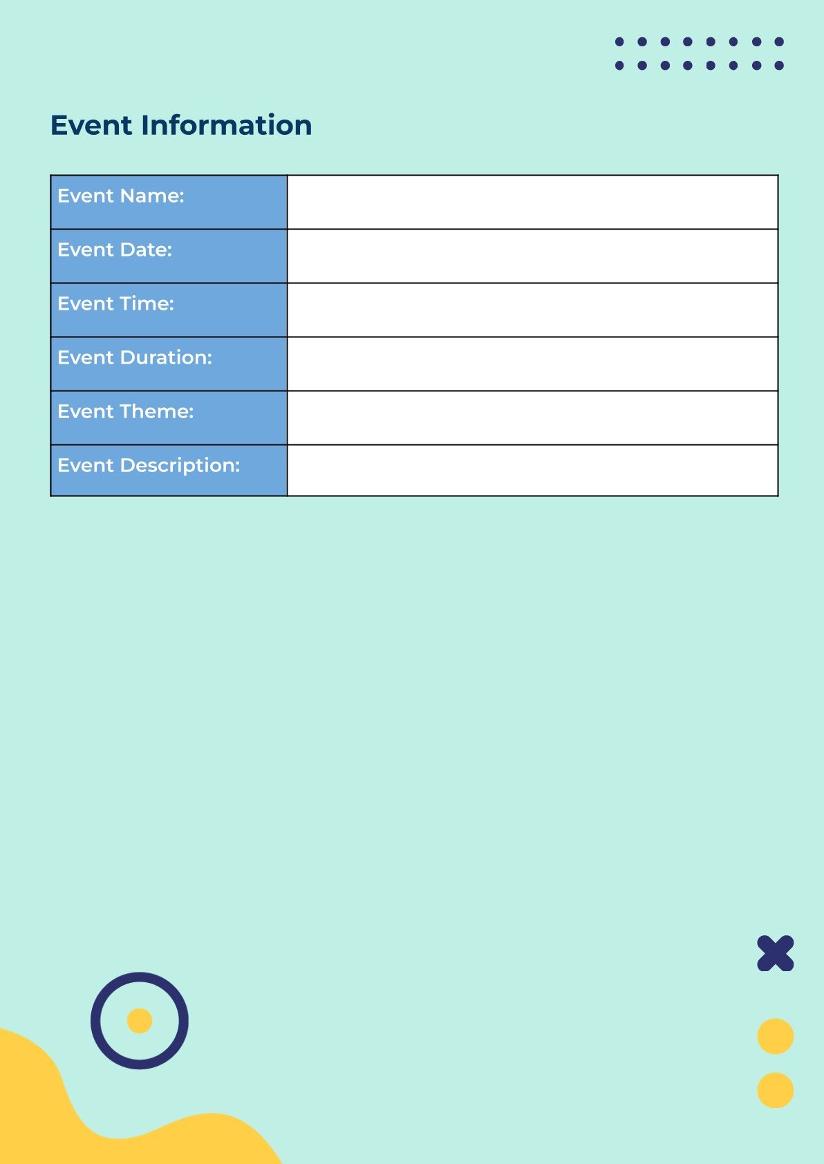 Free Event Planner Template