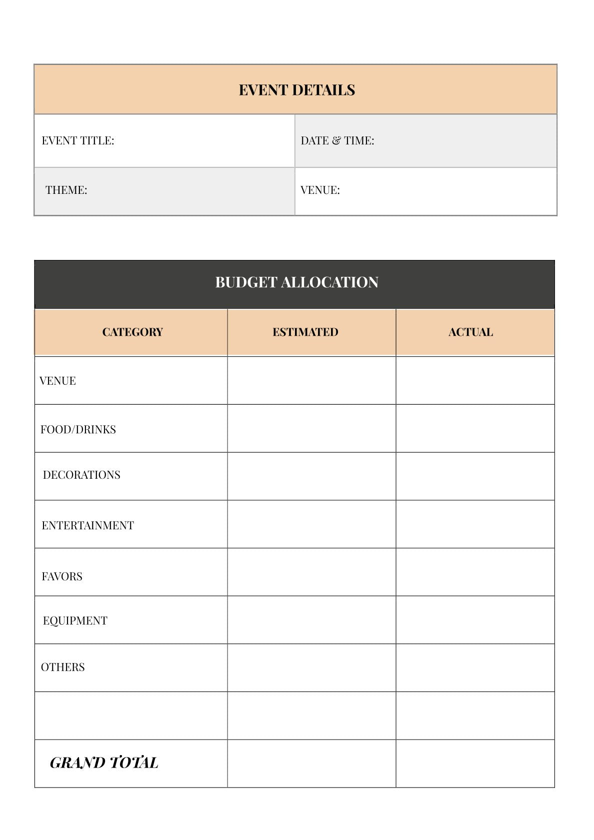 Free Gift Event Planner Template