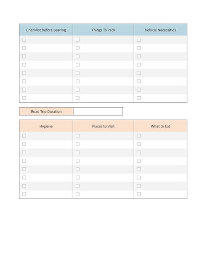 Free Summer Road Trip Planner Template