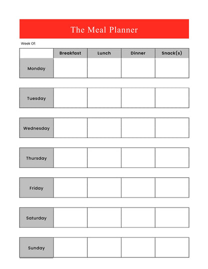 Free Meal Menu Planner Template