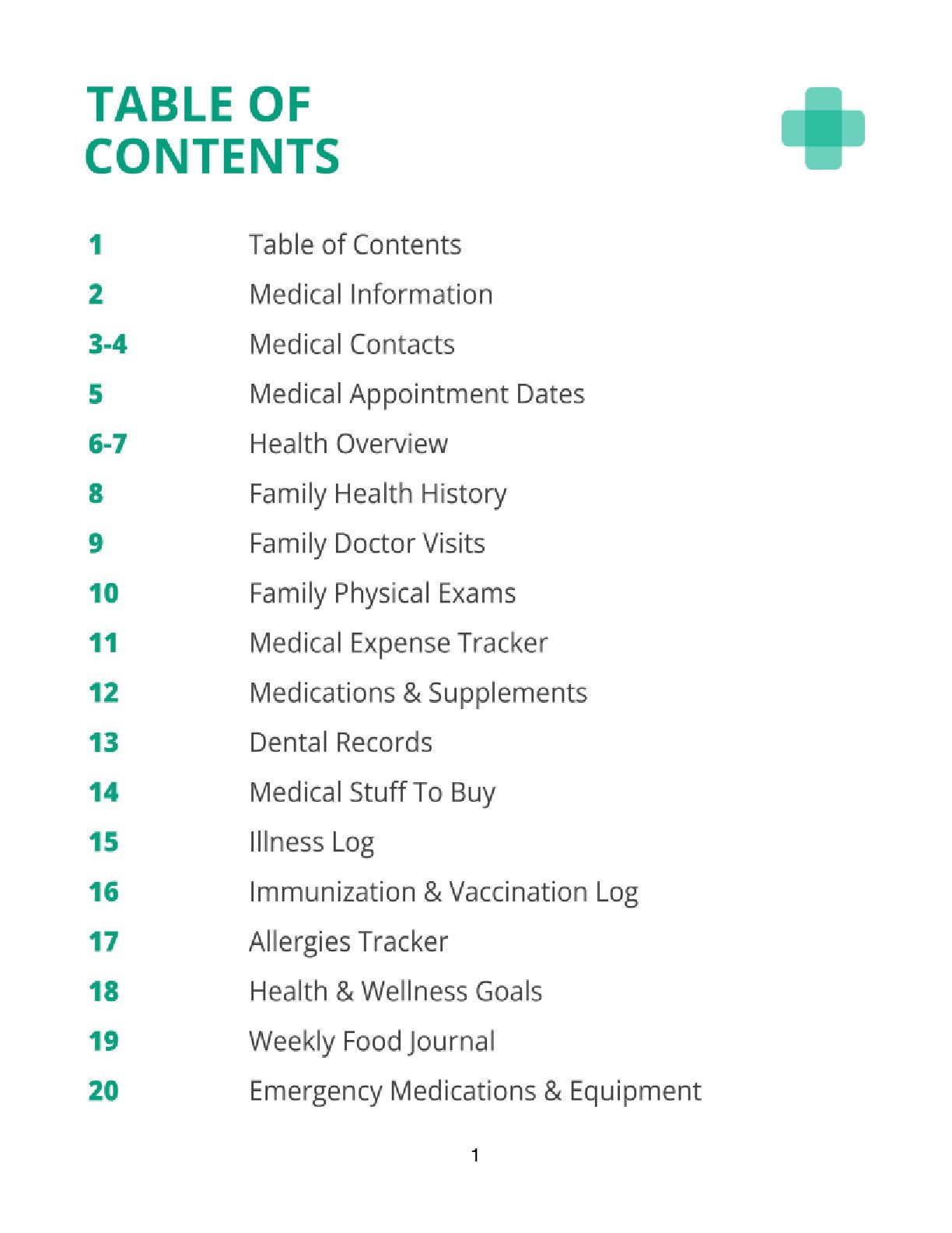 Free Family Medical Planner Template