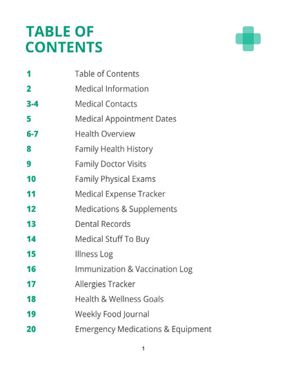 Free Family Medical Planner Template