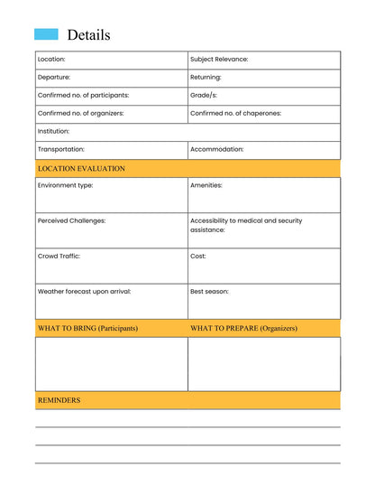 Free Field Trip Planner Template