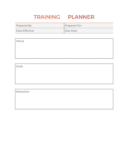Free Monthly Training Planner Template