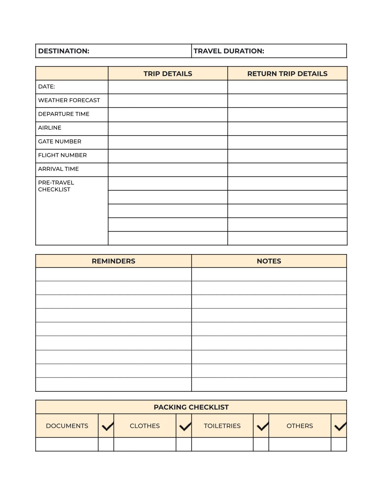 Free Vacation Itinerary Planner Template