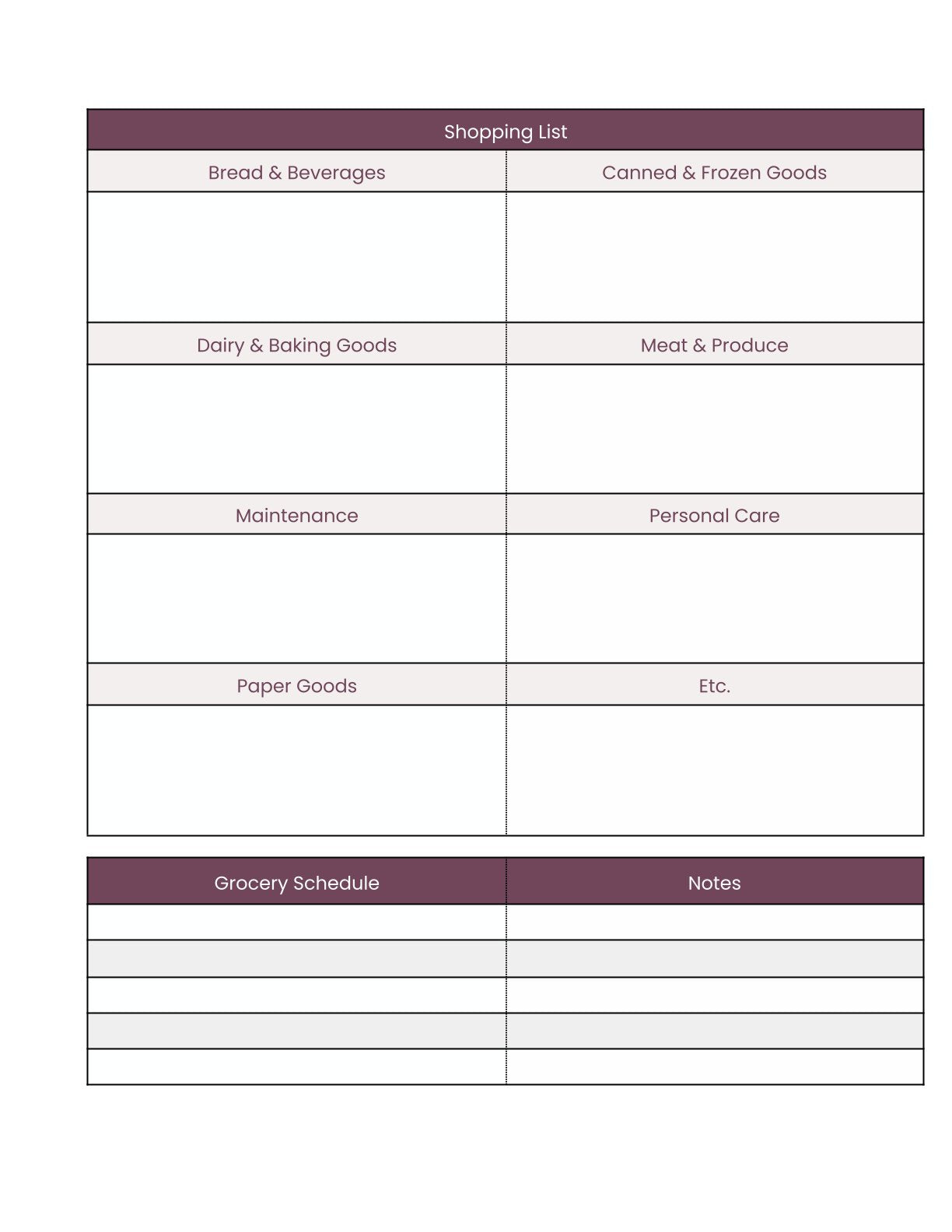 Free Household Life Planner Template