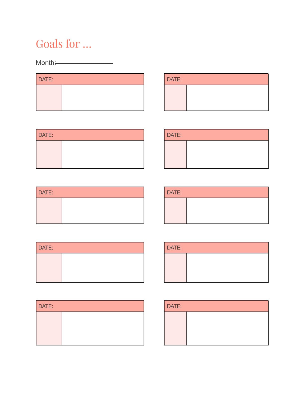 Free Monthly Life Planner Template