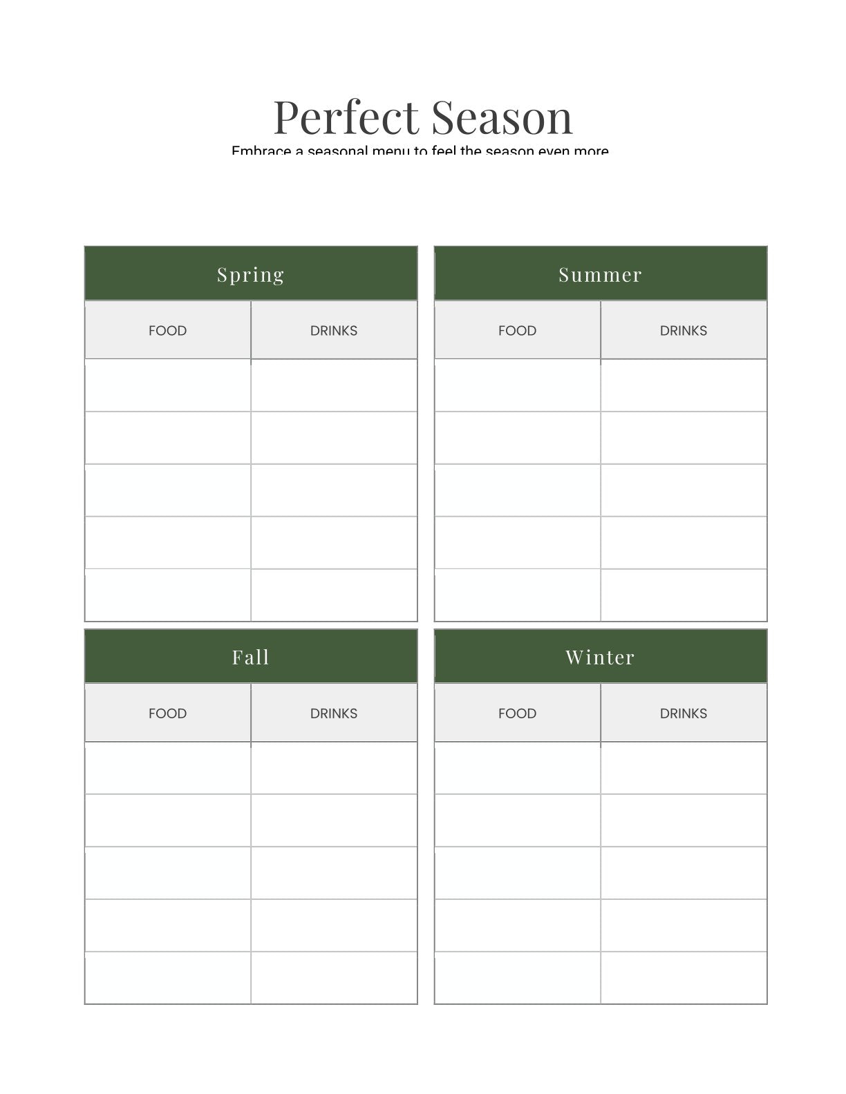 Free Menu Planner Template