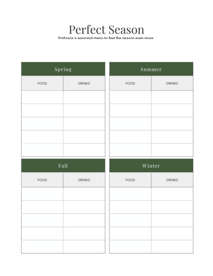 Free Menu Planner Template