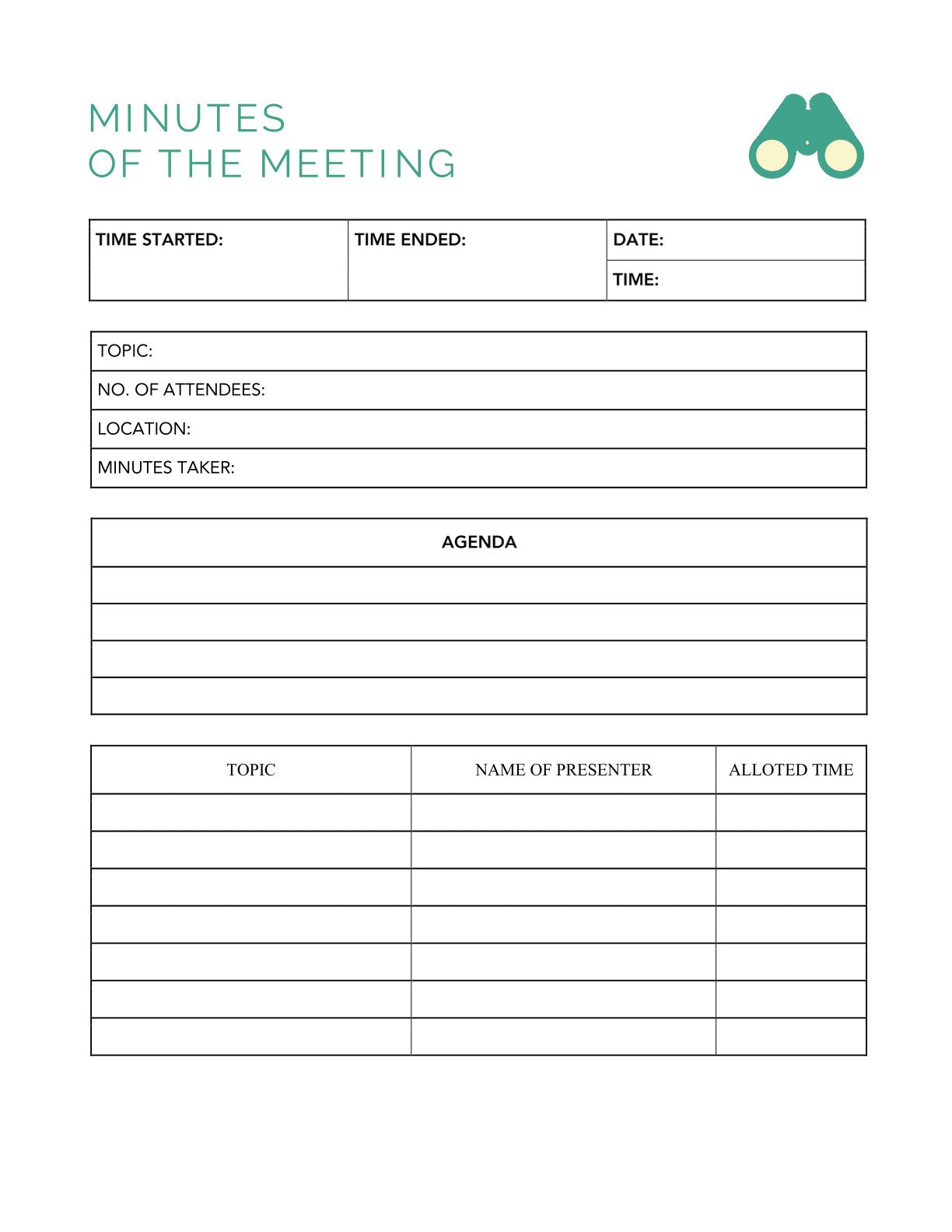 Free Trip Meeting Planner Template